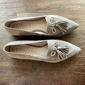 Sole Society Hadlee Suede Tassel Loafer - Taupe Sz. 10